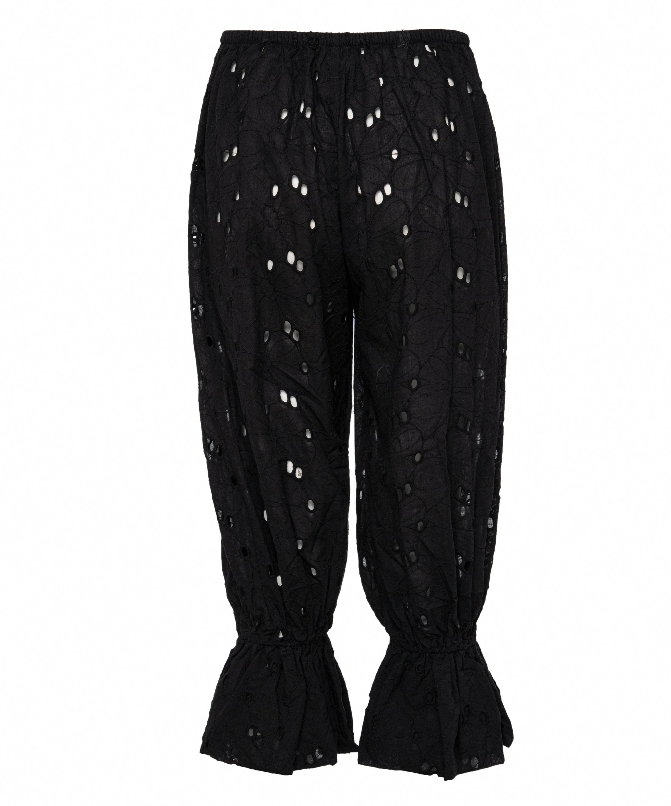 Capri Pants Black Flower Eyelet