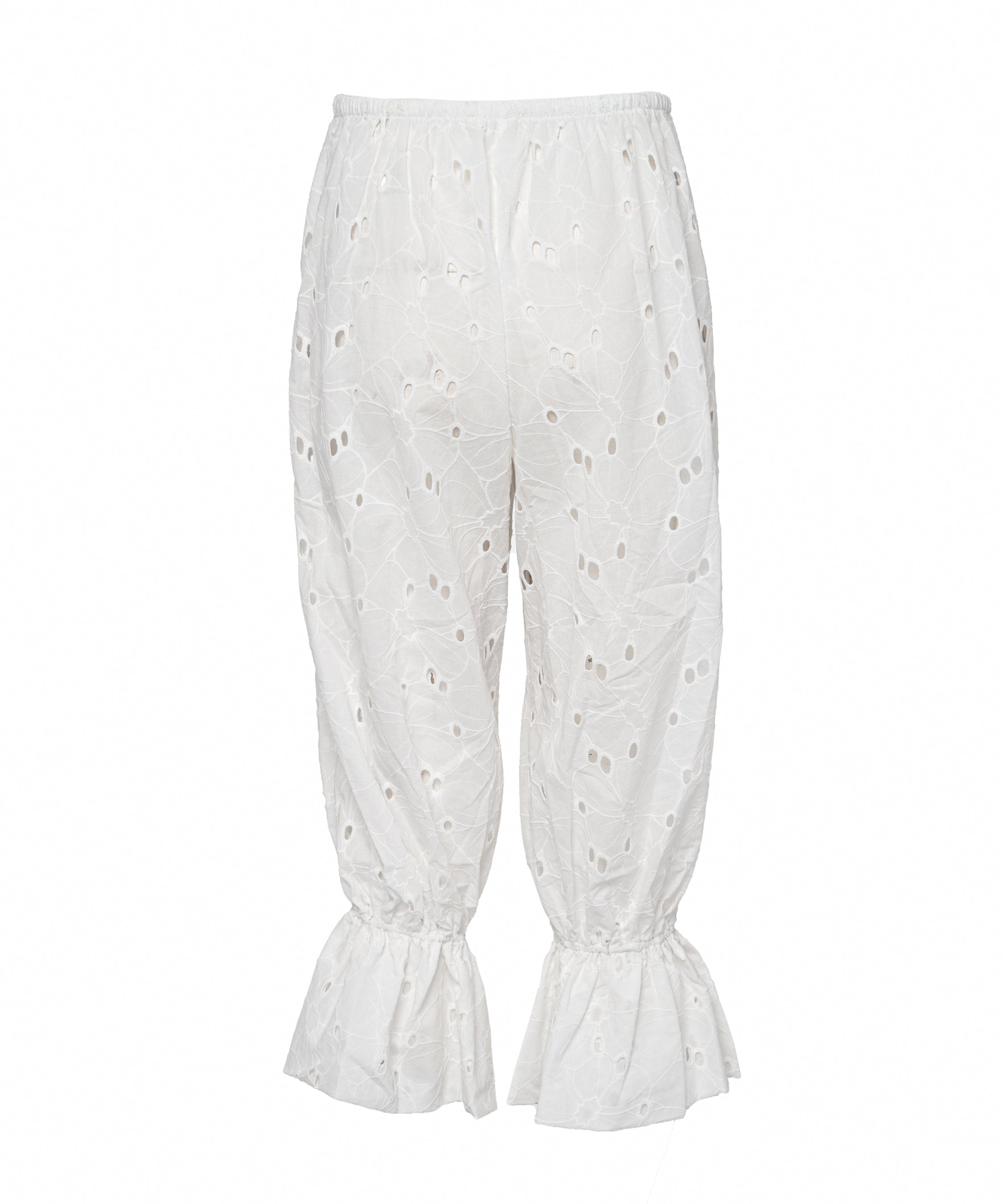 Capri Pants White Flower Eyelet