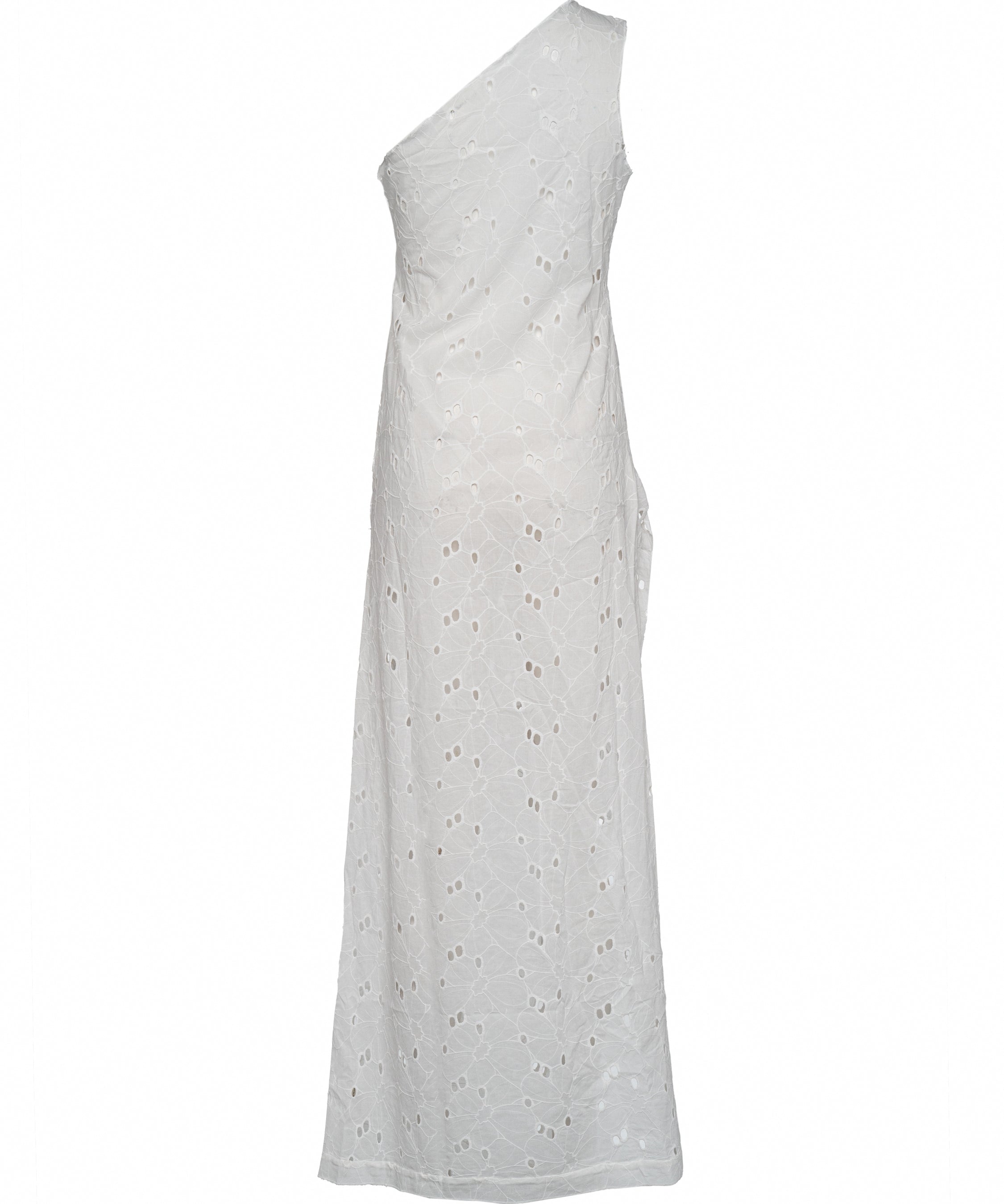 Miri One Shoulder Dress White Flower Eyelet