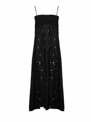 ELLE CAMI DRESS BLACK FLOWER EYELET