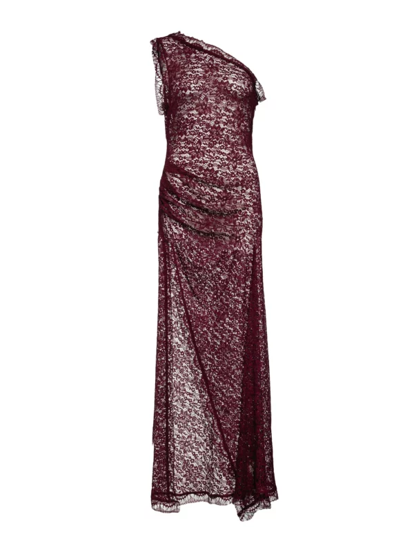 MIRI ONE SHOLDER DRESS BURGANDI LACE