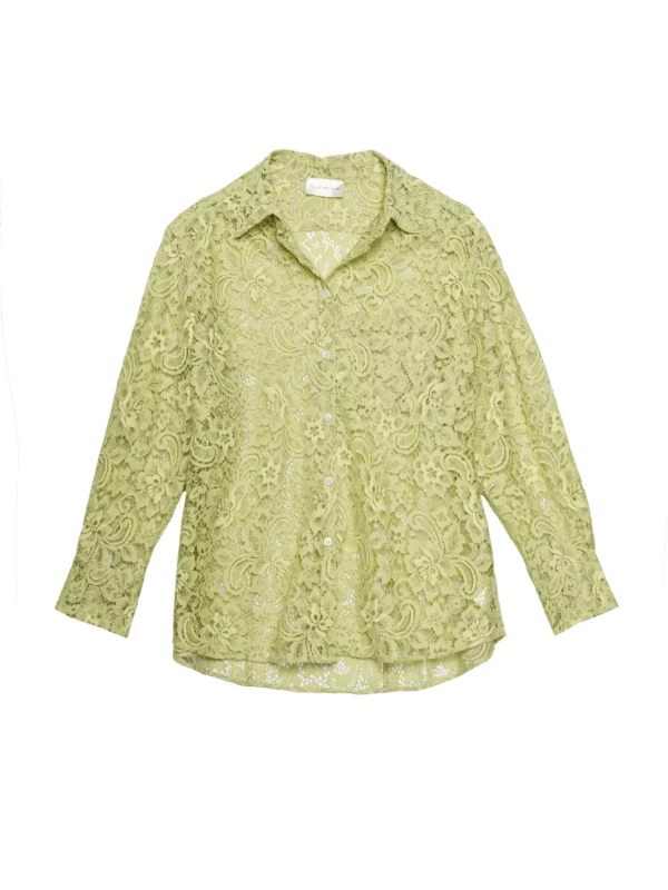 PATTI BOTTONDOWN SHIRT MOSS GREEN LACE