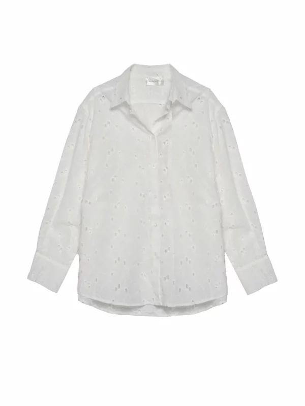 PATTI BOTTONDOWN SHIRT WHITE FLOWER EYELET