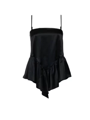 RUFFLED TANK TOP SILK BLACK