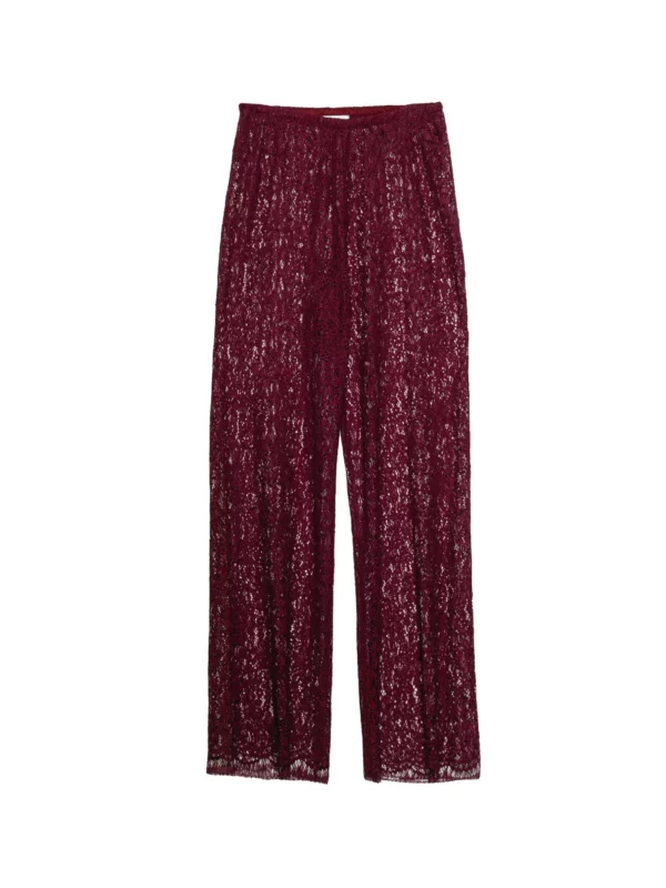 YVES WIDE LEG PANTS BURGANDI LACE